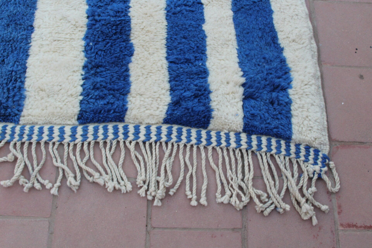 Moroccan Mrirt Area Rug: Handmade Wool Rug with a Distinctive Blue and White Design 9 ft X 11 ft Premium quality rug, Modern artwork - Africancreates