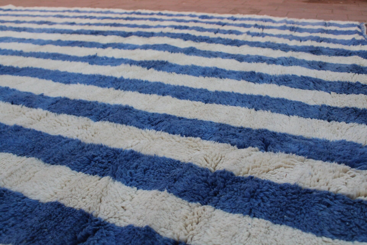 Moroccan Mrirt Area Rug: Handmade Wool Rug with a Distinctive Blue and White Design 9 ft X 11 ft Premium quality rug, Modern artwork - Africancreates