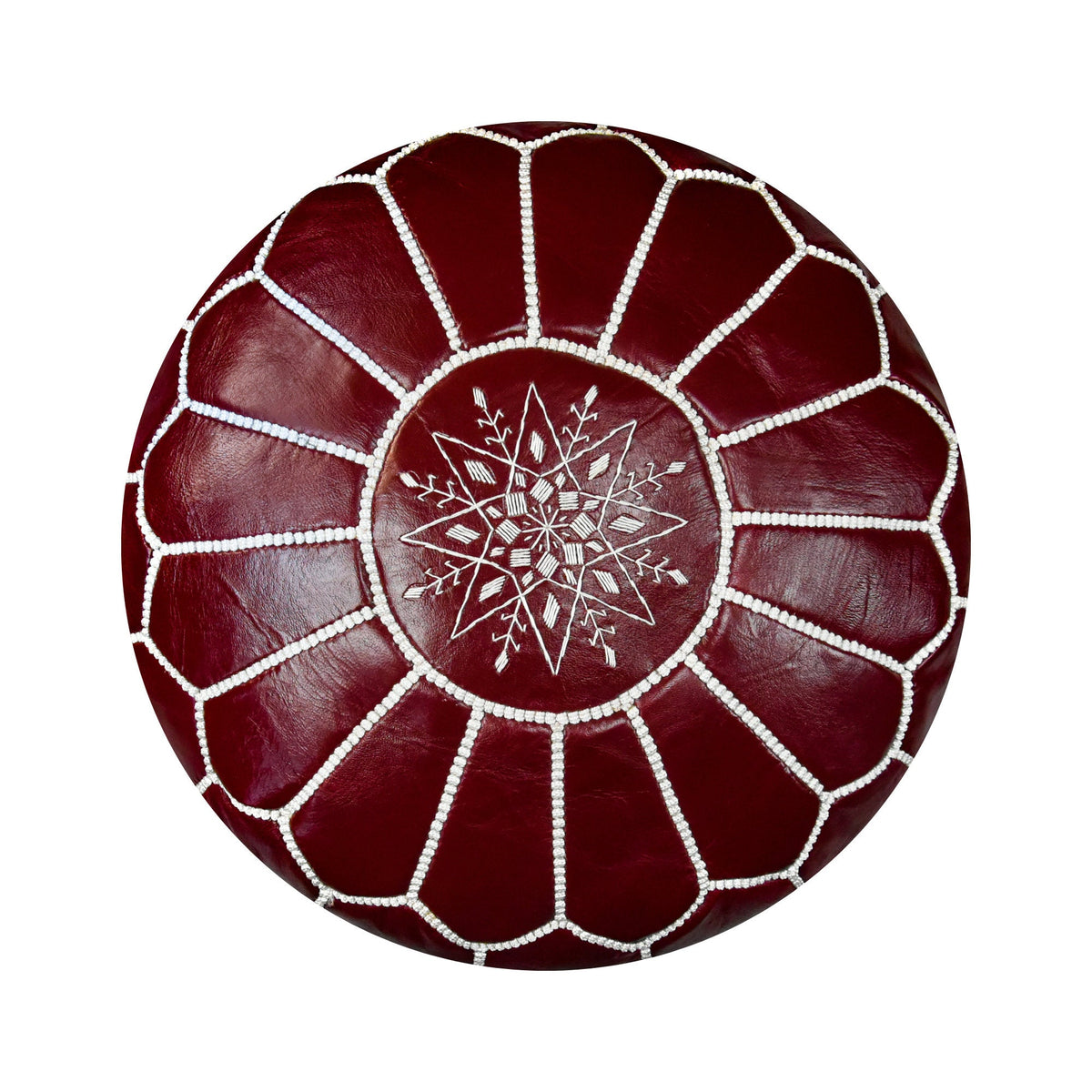 Moroccan round leather pouf, handmade leather stool, authentic seat cushion, living room pouf, yoga cushion,handmade brown star pouf - Africancreates