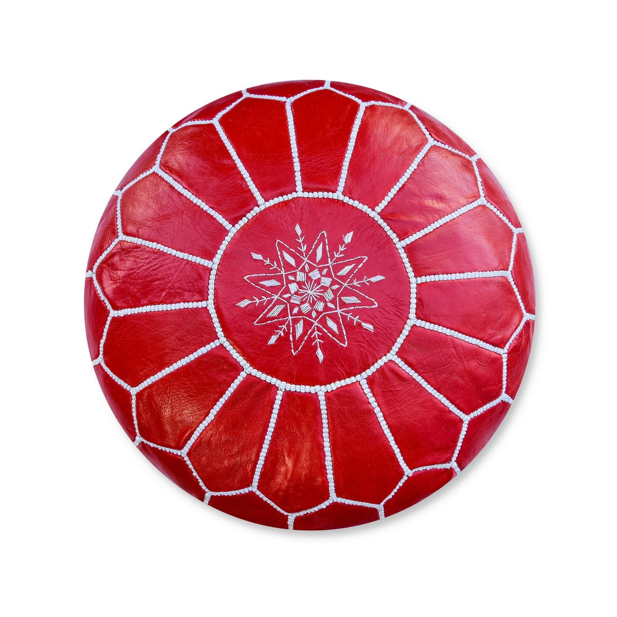 Moroccan round leather pouf, handmade leather stool, authentic seat cushion, living room pouf, yoga cushion,handmade red pouf - Africancreates