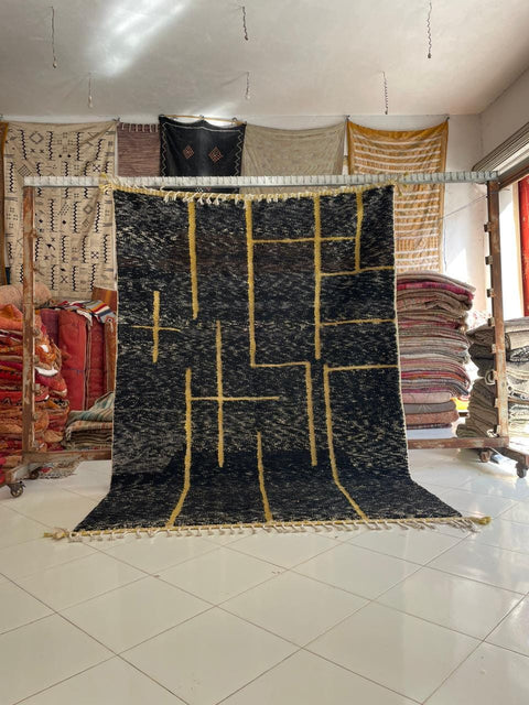 Moroccan Rug – Beni Ourain Rugs - Handmade rug - Black rug – 6.6x9.7 Feet Carpet - living room rug - oriental Rug - Africancreates
