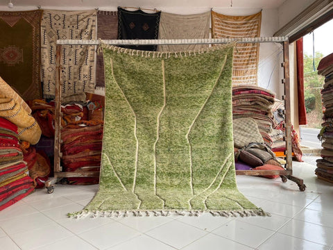 Moroccan Rug – Beni Ourain Rugs - Handmade rug - Green rug – 6.3x9.5 Feet Carpet - living room rug - oriental Rug - Africancreates