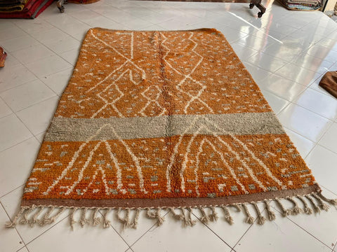 Moroccan Rug – Beni Ourain Rugs - Handmade rug - Orange rug – 6.7x9.6 Feet Carpet - living room rug - Africancreates