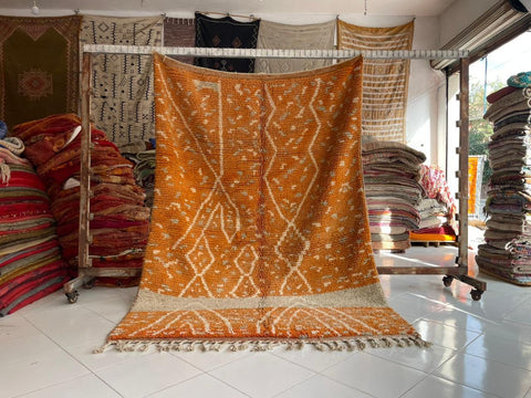 Moroccan Rug – Beni Ourain Rugs - Handmade rug - Orange rug – 6.7x9.6 Feet Carpet - living room rug - Africancreates
