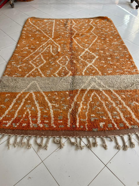 Moroccan Rug – Beni Ourain Rugs - Handmade rug - Orange rug – 6.7x9.6 Feet Carpet - living room rug - Africancreates
