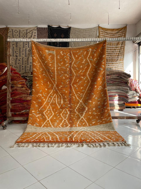 Moroccan Rug – Beni Ourain Rugs - Handmade rug - Orange rug – 6.7x9.6 Feet Carpet - living room rug - Africancreates