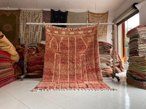 Moroccan Rug – Beni Ourain Rugs - Handmade rug - Red rug – 6.8x10 Feet Carpet - living room rug - oriental Rug - Africancreates