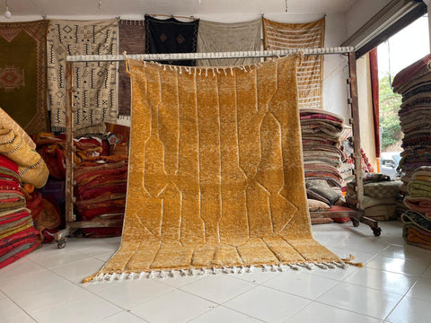 Moroccan Rug – Beni Ourain Rugs - Handmade rug - Yellow rug – 6.6x9.5 Feet Carpet - living room rug - oriental Rug - Africancreates