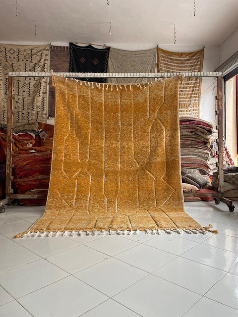 Moroccan Rug – Beni Ourain Rugs - Handmade rug - Yellow rug – 6.6x9.5 Feet Carpet - living room rug - oriental Rug - Africancreates