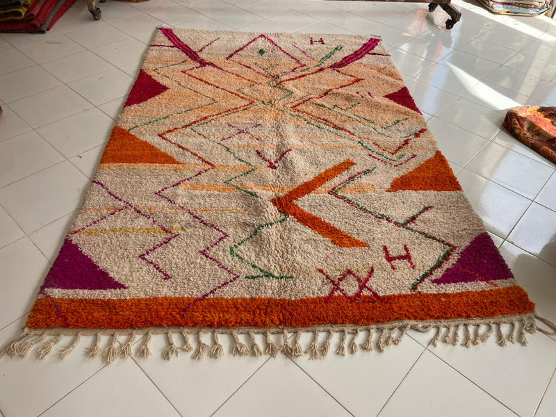 Colorful Vintage Boujaad Moroccan Rug | 6.7×9.8 ft