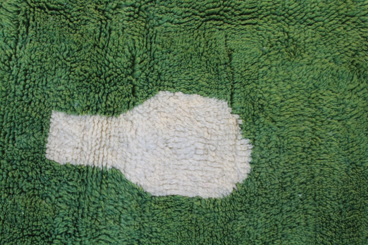 Moroccan rug with attractive modern design, Azilal rug 5 ft X 6.8 ft moroccan rug, Beni ourain rug, Teppish ,Green Olive and White rug - Africancreates