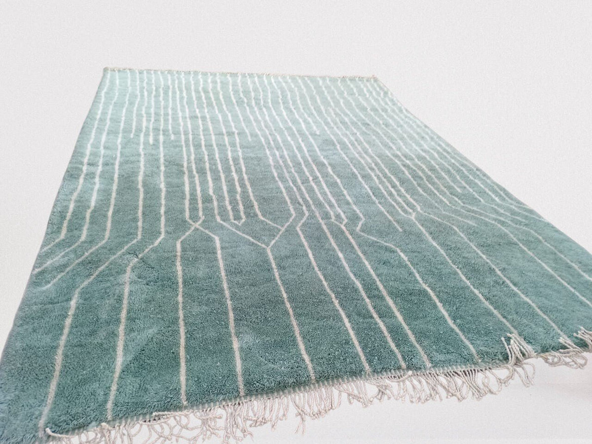 Moroccan rug with attractive modern design, Mrirt rug 9 ft X 12.4 ft moroccan rug, Beni ourain rug, Teppish ,Green Olive and White rug - Africancreates