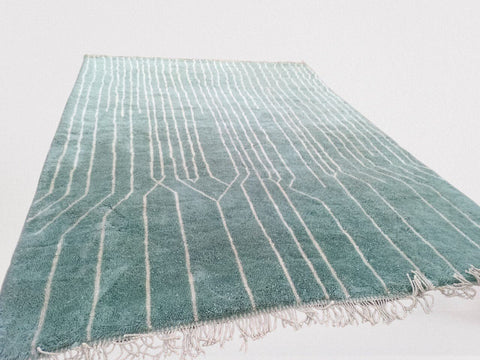 Moroccan rug with attractive modern design, Mrirt rug 9 ft X 12.4 ft moroccan rug, Beni ourain rug, Teppish ,Green Olive and White rug - Africancreates