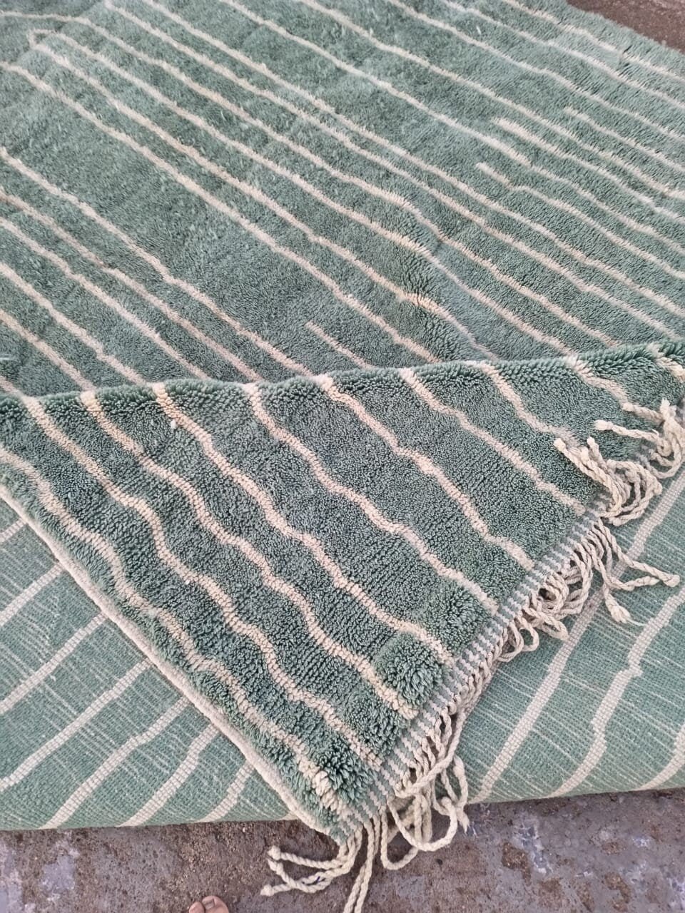 Moroccan rug with attractive modern design, Mrirt rug 9 ft X 12.4 ft moroccan rug, Beni ourain rug, Teppish ,Green Olive and White rug - Africancreates