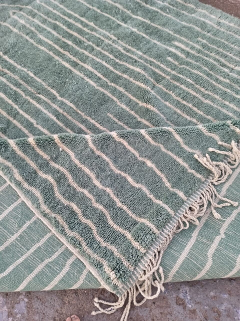 Moroccan rug with attractive modern design, Mrirt rug 9 ft X 12.4 ft moroccan rug, Beni ourain rug, Teppish ,Green Olive and White rug - Africancreates