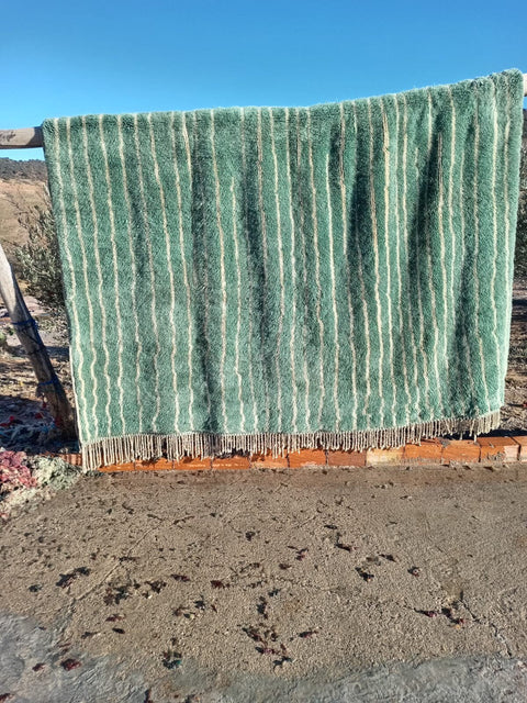 Moroccan rug with attractive modern design, Mrirt rug 9 ft X 12.4 ft moroccan rug, Beni ourain rug, Teppish ,Green Olive and White rug - Africancreates