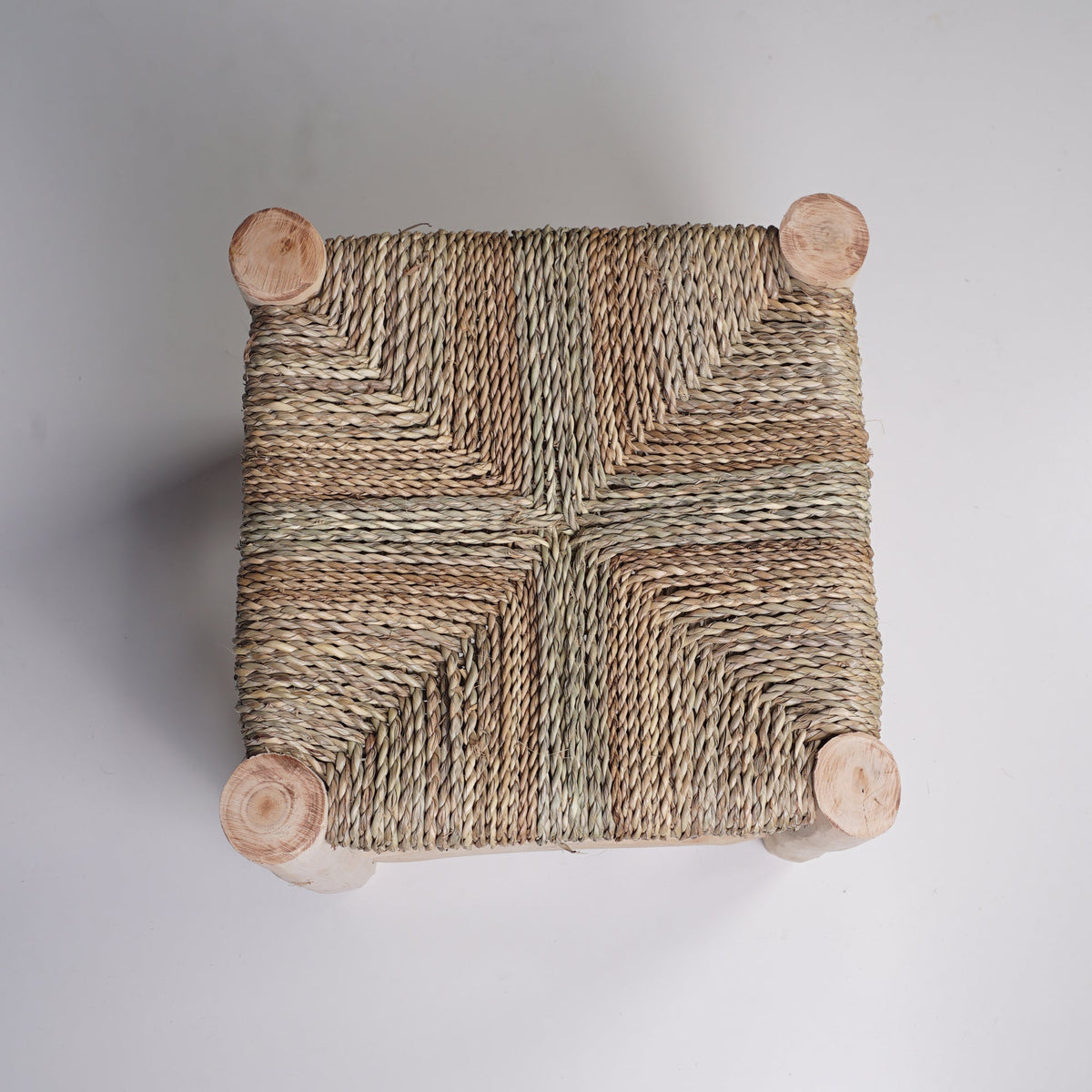 Moroccan wooden and braided stool - Africancreates