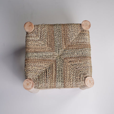 Moroccan wooden and braided stool - Africancreates