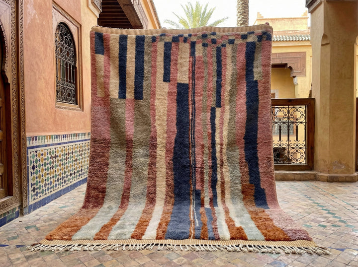 Multicolor Irregular Vertical Bands Custom Moroccan Rug - Africancreates