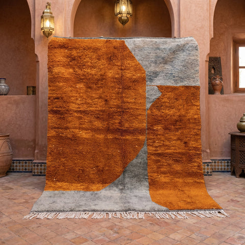 Mustard & Gray Opposed Block Custom Mrirt Moroccan Rug - Africancreates