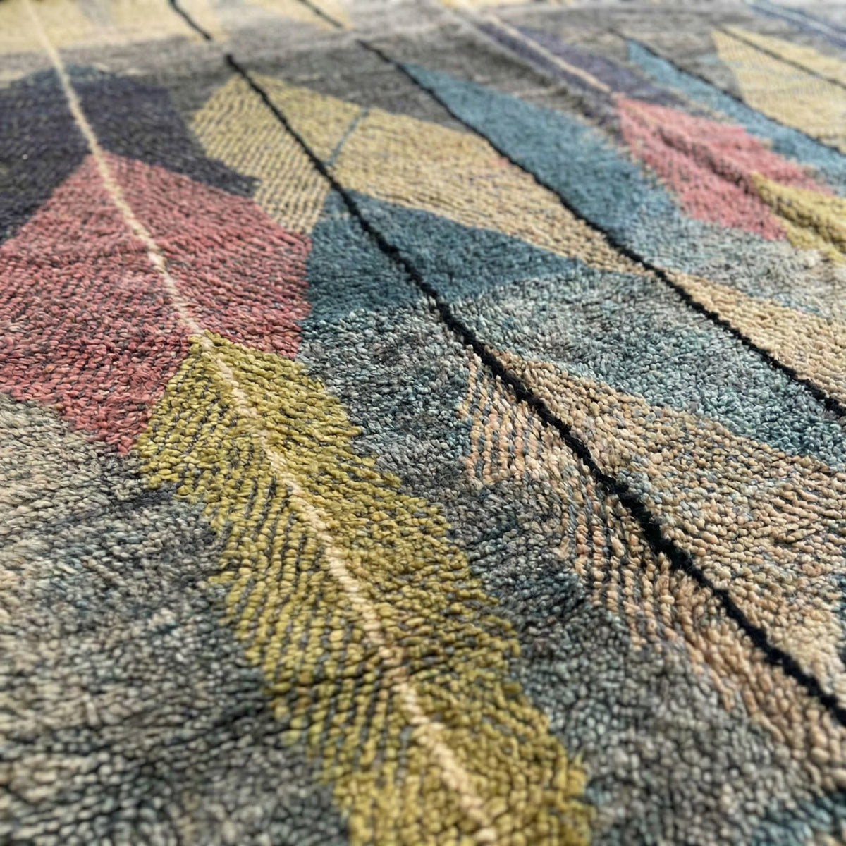 Muted Multicolor & Black Vertical Lines Custom Moroccan Rug - Africancreates