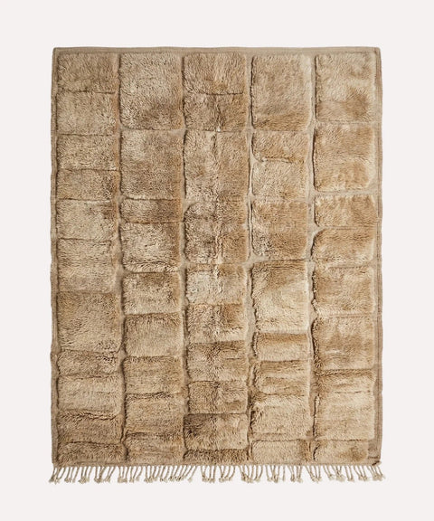 Natural Cream Raised Brick Grid Custom Moroccan Rug - Africancreates