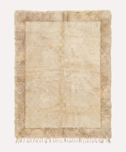 Natural Cream & Taupe Pile Border Custom Moroccan Rug - Africancreates