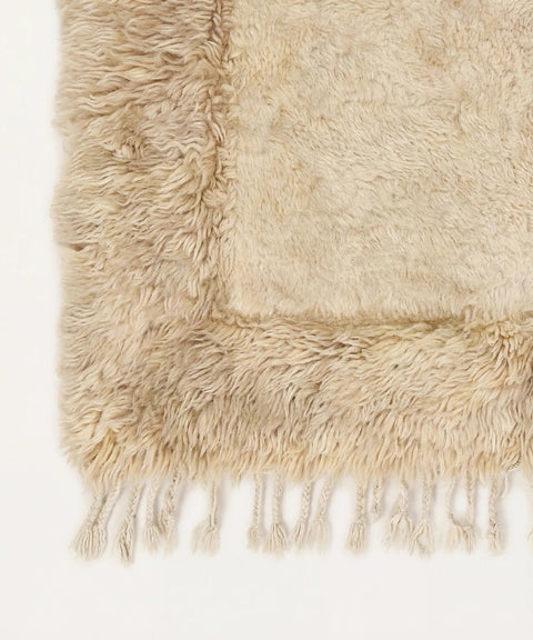 Natural Cream & Taupe Pile Border Custom Moroccan Rug - Africancreates