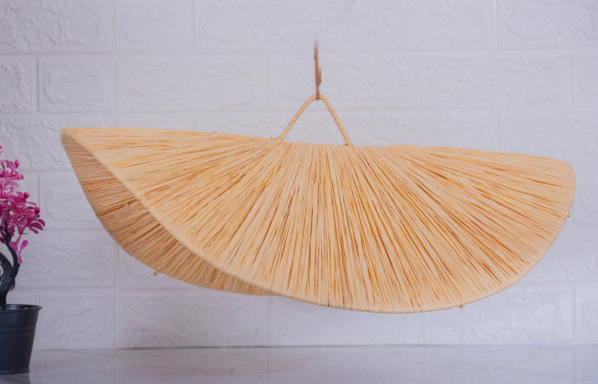 Nouveau style la vague lustre lampe marocaine fait main rotin Suspension en osier naturel, suspension doum ajourée - Africancreates