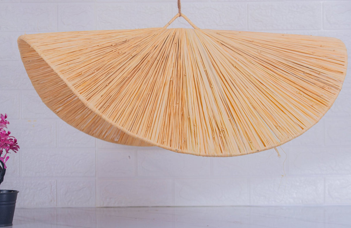Nouveau style la vague lustre lampe marocaine fait main rotin Suspension en osier naturel, suspension doum ajourée - Africancreates