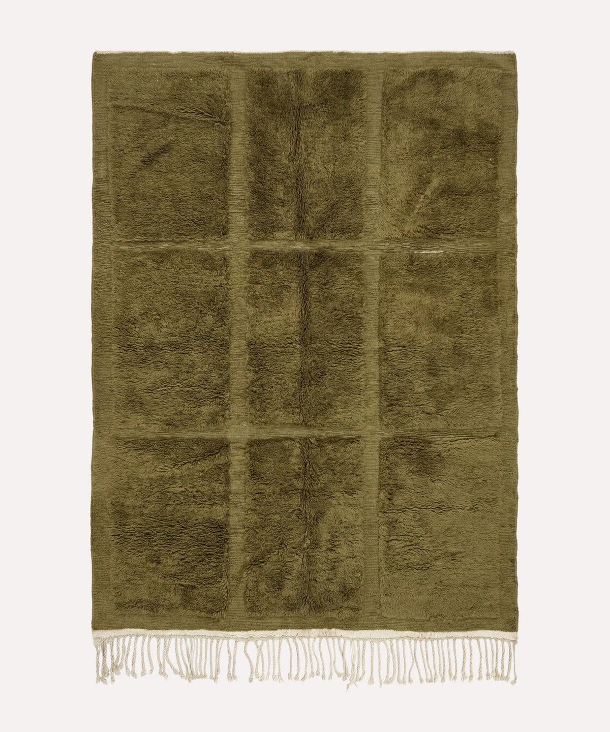 Olive Tonal Broad Rectangle Grid Custom Moroccan Rug - Africancreates