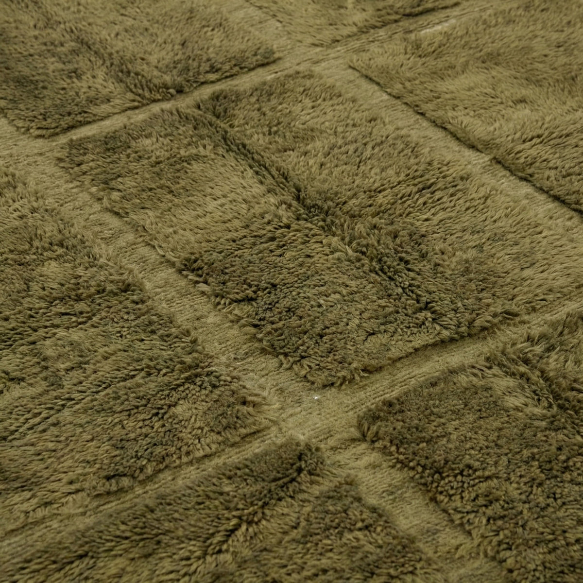 Olive Tonal Broad Rectangle Grid Custom Moroccan Rug - Africancreates