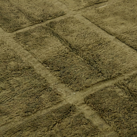 Olive Tonal Broad Rectangle Grid Custom Moroccan Rug - Africancreates