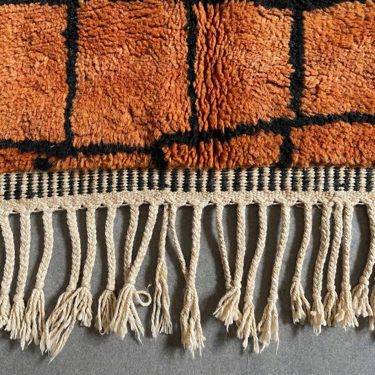 Orange & Black Irregular Fine Grid Custom Moroccan Rug - Africancreates