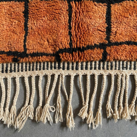 Orange & Black Irregular Fine Grid Custom Moroccan Rug - Africancreates
