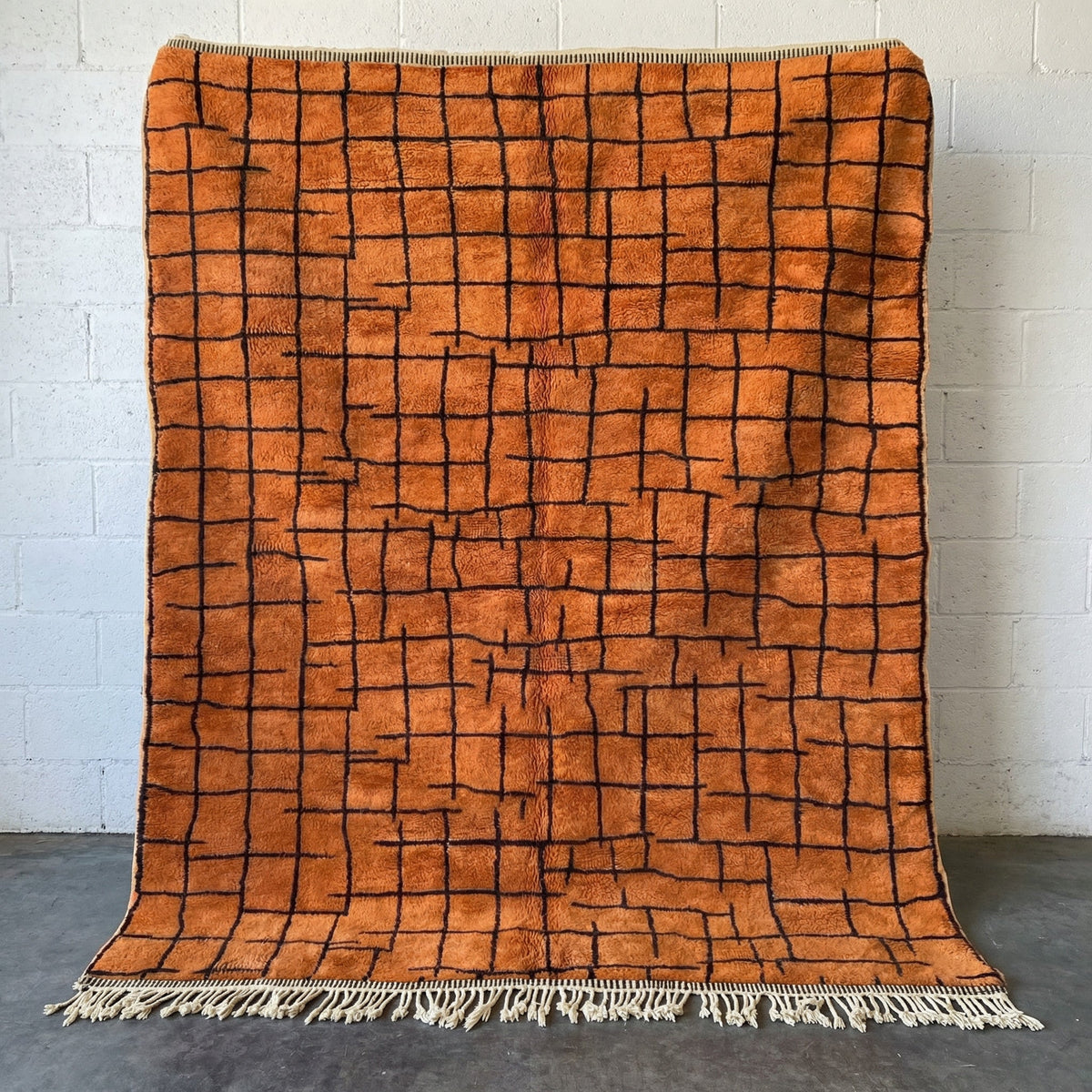 Orange & Black Irregular Fine Grid Custom Moroccan Rug - Africancreates