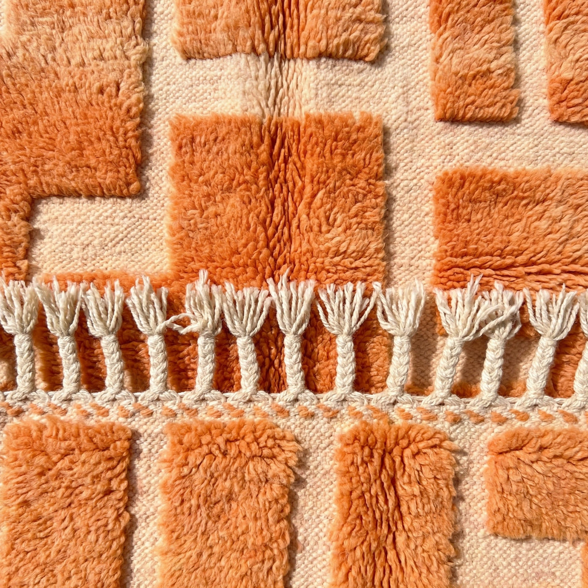 Orange & Ivory Rectilinear Paths Custom Moroccan Rug - Africancreates