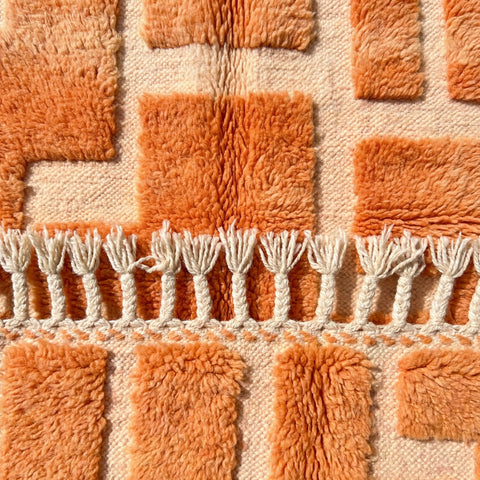 Orange & Ivory Rectilinear Paths Custom Moroccan Rug - Africancreates