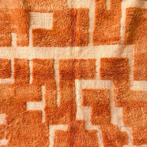 Orange & Ivory Rectilinear Paths Custom Moroccan Rug - Africancreates