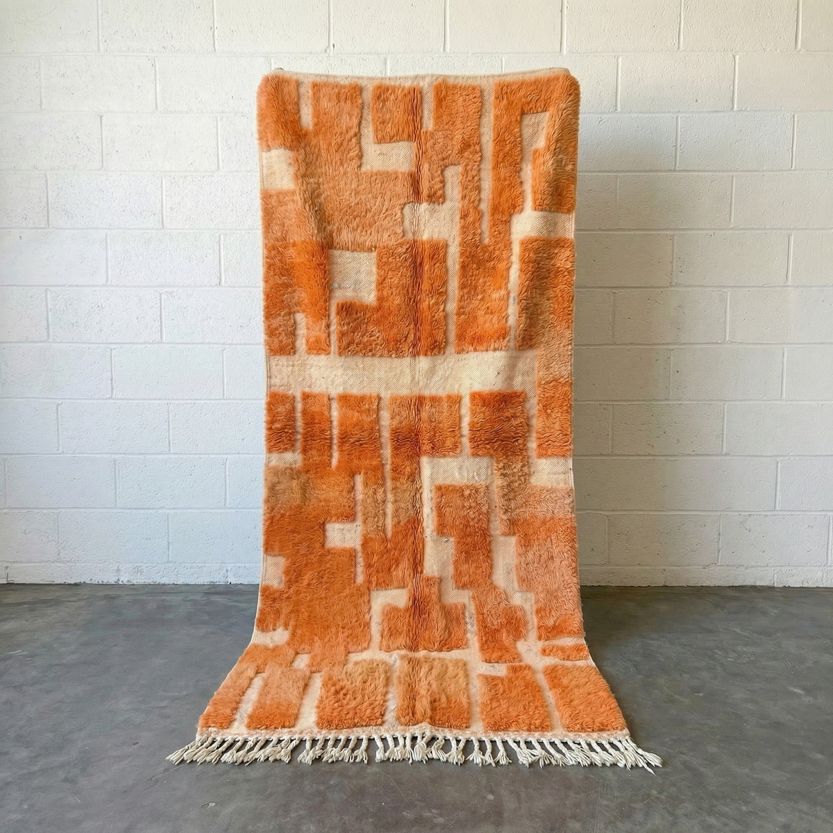 Orange & Ivory Rectilinear Runner Design Custom Moroccan Rug - Africancreates