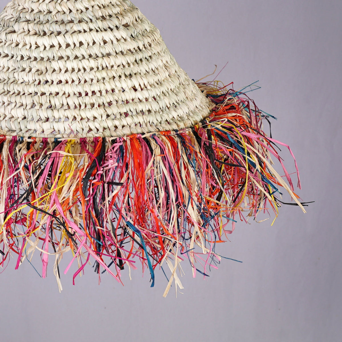 Palm and raffia pendant light, Rattan ceiling light, Natural lighting - Africancreates