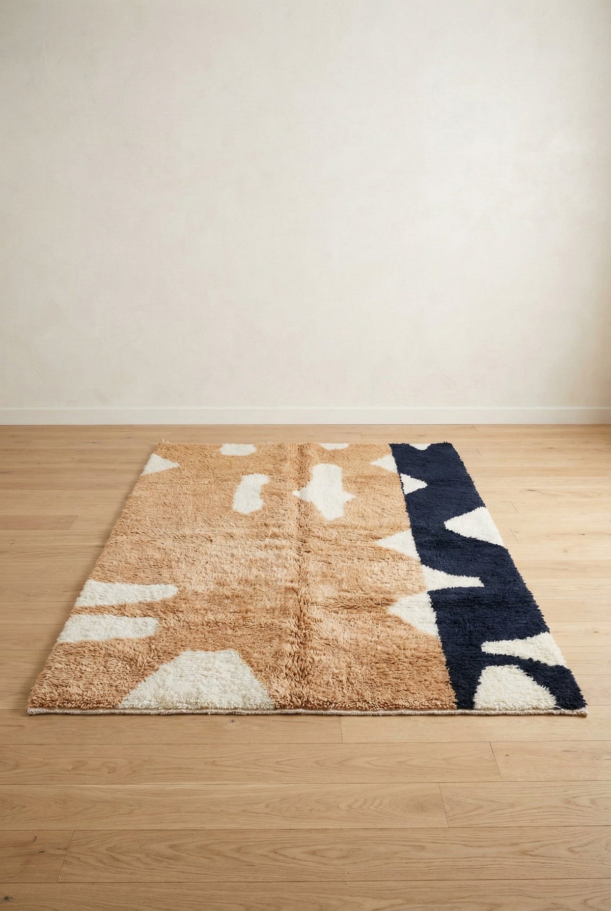 Peach & Black Large Abstract Shapes Custom Moroccan Rug - Africancreates
