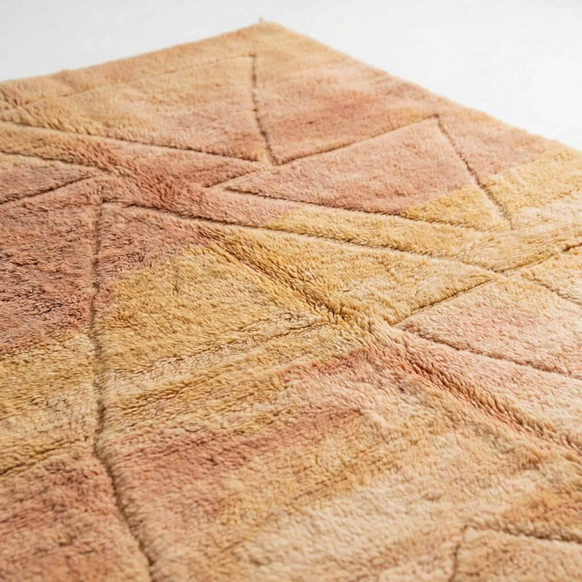 Peach Tonal Angular Relief Custom Moroccan Rug - Africancreates