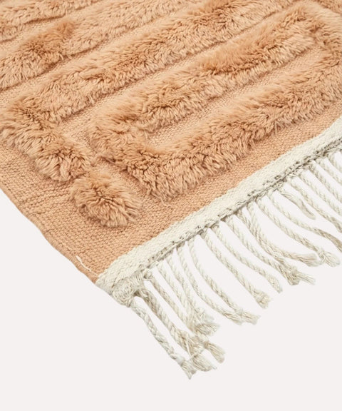 Peach Tonal Short Horizontal Relief Custom Moroccan Rug - Africancreates