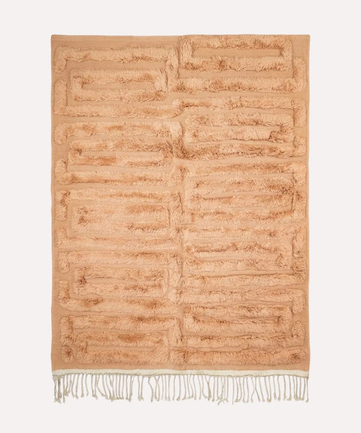 Peach Tonal Short Horizontal Relief Custom Moroccan Rug - Africancreates