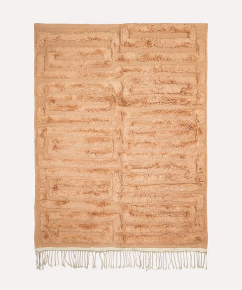 Peach Tonal Short Horizontal Relief Custom Moroccan Rug - Africancreates