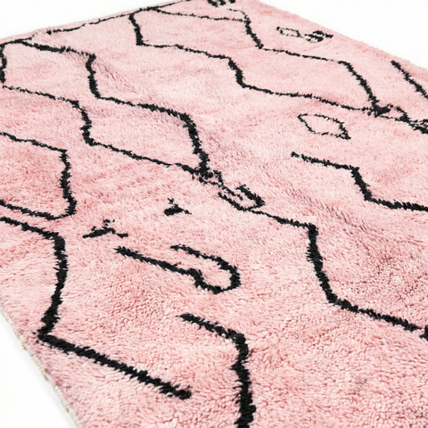Pink & Black Broken Diamonds And Symbols Custom Moroccan Rug - Africancreates