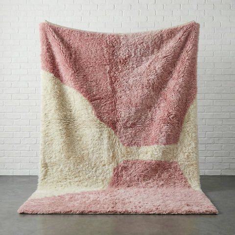 Pink & Cream Asymmetric Hourglass Custom Moroccan Rug - Africancreates