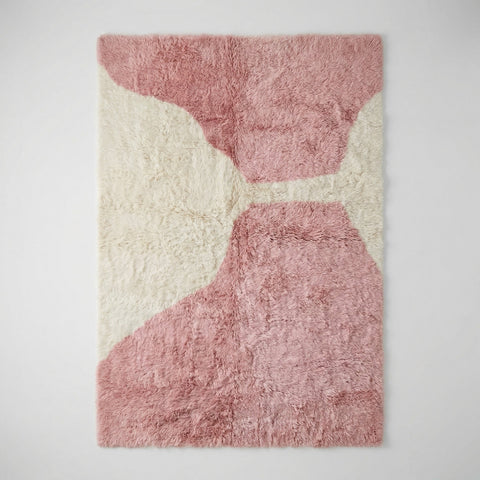 Pink & Cream Asymmetric Hourglass Custom Moroccan Rug - Africancreates