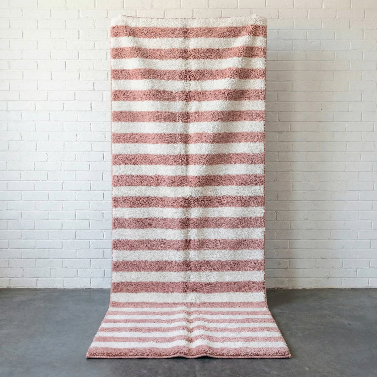Pink & Ivory Horizontal Stripe Runner Design Custom Moroccan Rug - Africancreates